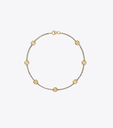 Tory Burch designer necklaces Icon Pavé Necklace in Tory Gold / Crystal front