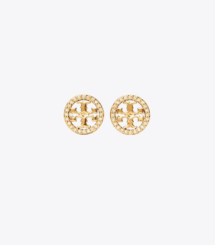 Tory Burch designer ohrringe Icon Pavé-Ohrstecker in Tory Gold/Crystal front