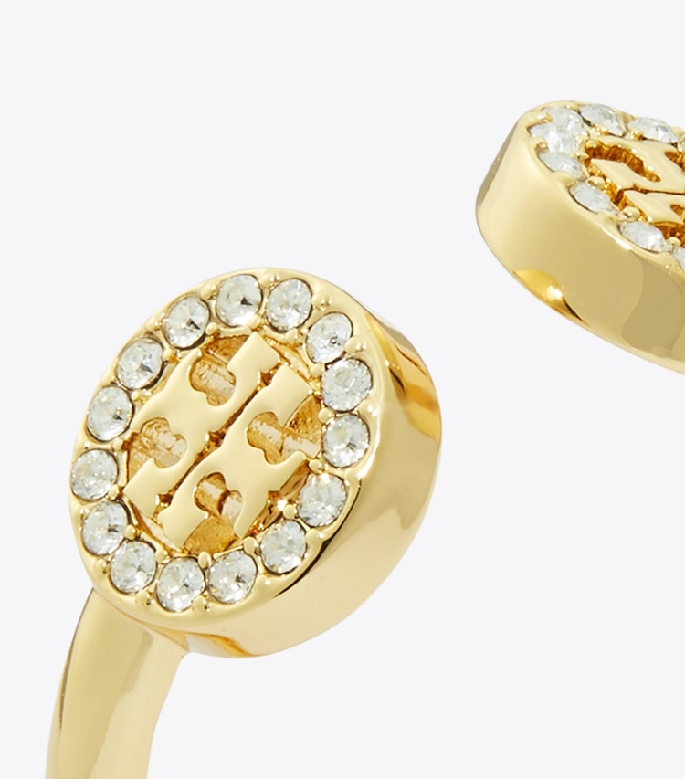 Tory Burch designer リング ミラー パヴェ オープンリング in Tory Gold / Crystal ディテール