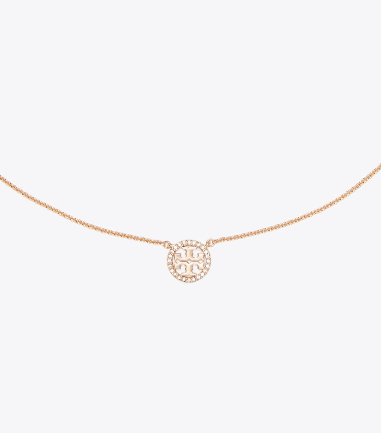 Tory Burch designer necklaces Icon Pavé Pendant Necklace in Rose Gold/Crystal detail