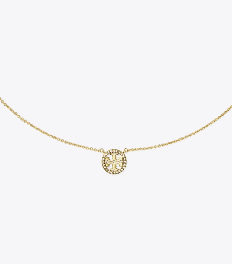 Tory Burch designer ネックレス ミラー パヴェ ペンダント ネックレス in Tory Gold/Crystal front