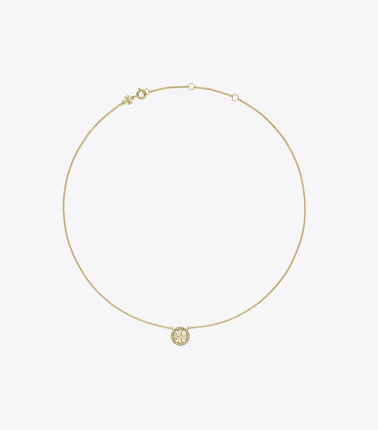 Tory Burch designer ネックレス ミラー パヴェ ペンダント ネックレス in Tory Gold/Crystal front