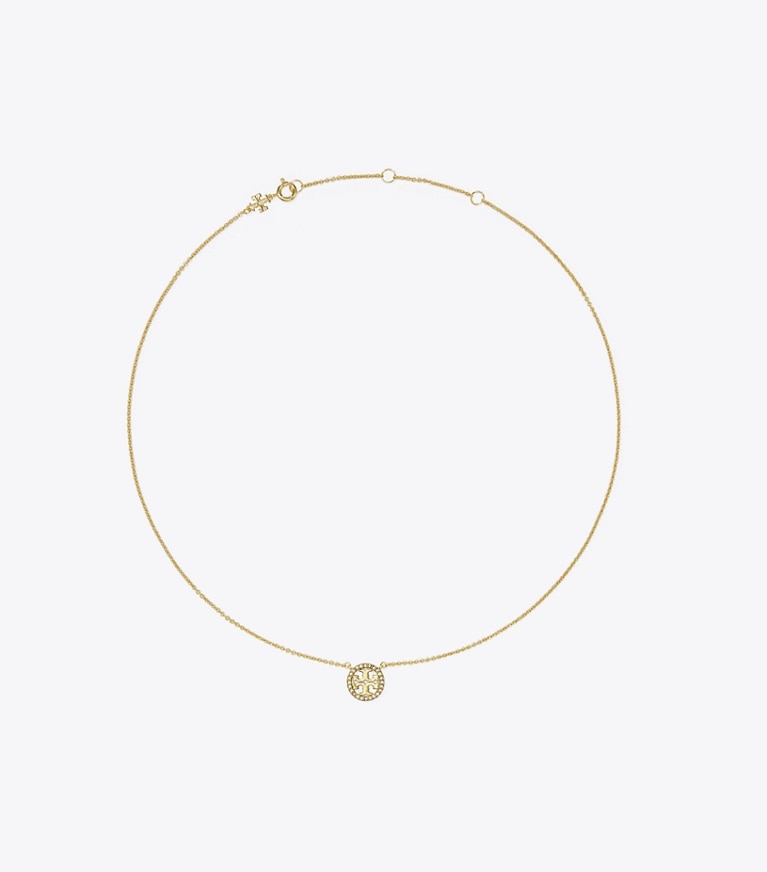 Tory Burch designer ネックレス ミラー パヴェ ペンダント ネックレス in Tory Gold/Crystal front