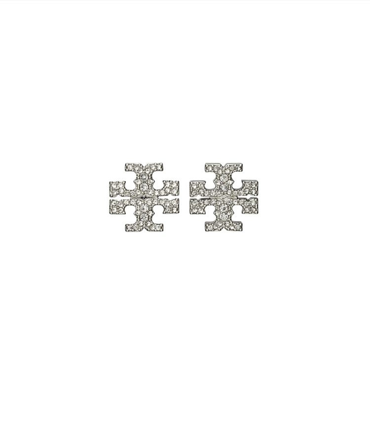 Tory Burch designer earrings Icon Pavé Stud Earrings in Tory Silver / Crystal additional