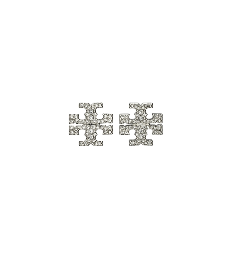 Tory Burch designer earrings Icon Pavé Stud Earrings in Tory Silver / Crystal additional