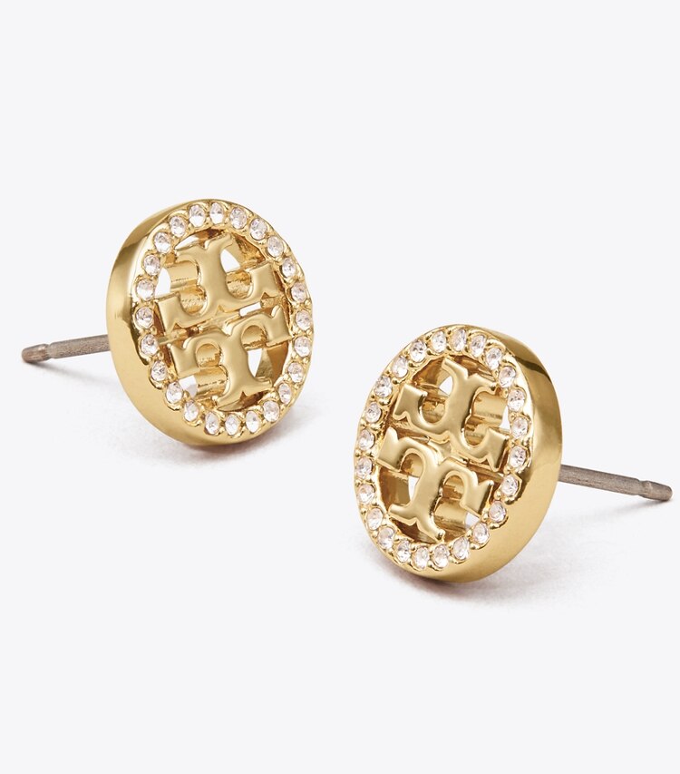 Tory Burch designer イヤリング＆ピアス ミラーパヴェ スタッズピアス in Tory Gold/Crystal ディテール