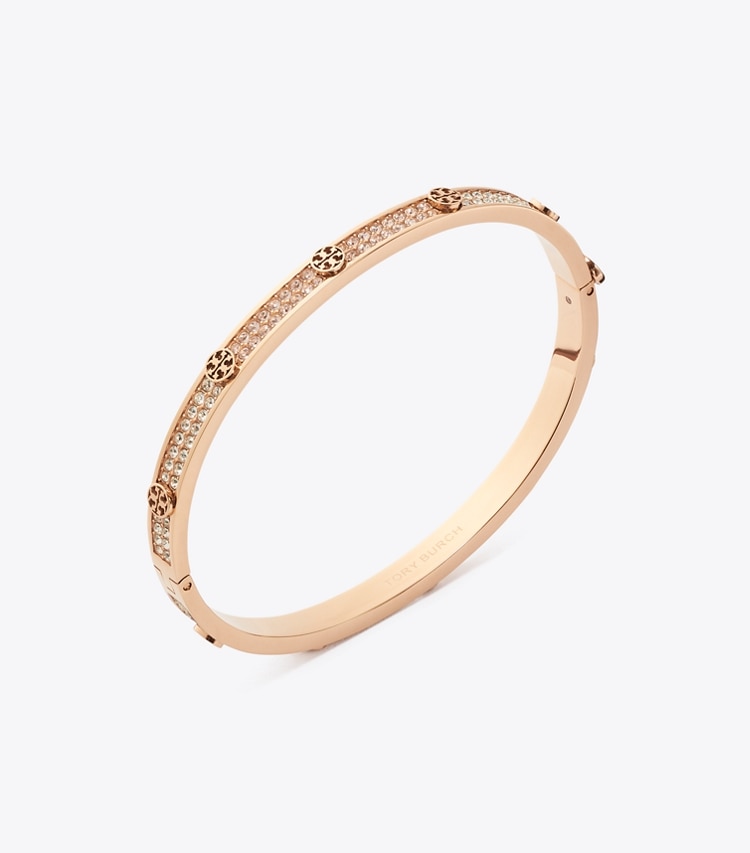 Tory Burch designer bracelets Icon Pavé Thin Hinge Bracelet in Rose Gold / Pink detail