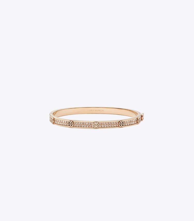 Tory Burch designer bracelets Icon Pavé Thin Hinge Bracelet in Rose Gold / Pink front
