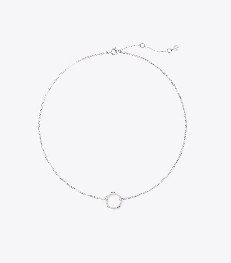 Tory Burch designer necklaces Icon Pendant Necklace in Tory Gold / Tory Silver front