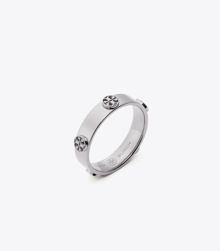 Tory Burch designer リング ミラー スタッズ リング in Tory Silver angle