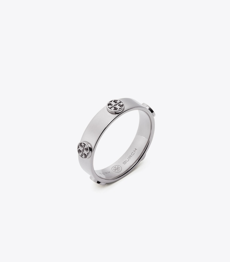 Tory Burch designer リング ミラー スタッズ リング in Tory Silver angle