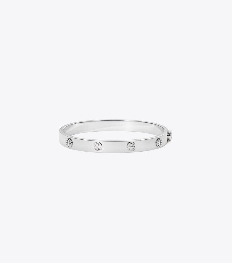 Tory Burch designer armbänder Icon Scharnierarmreif in Tory Silver front