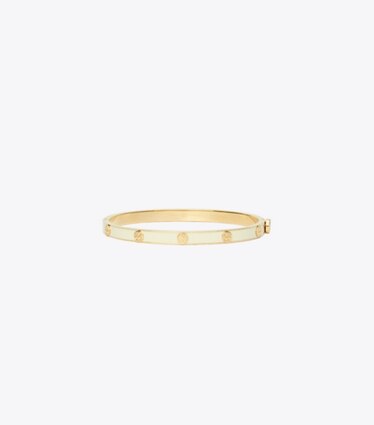 Tory Burch designer armbänder Icon Scharnierarmreif mit Emaille in Tory Gold / New Ivory front
