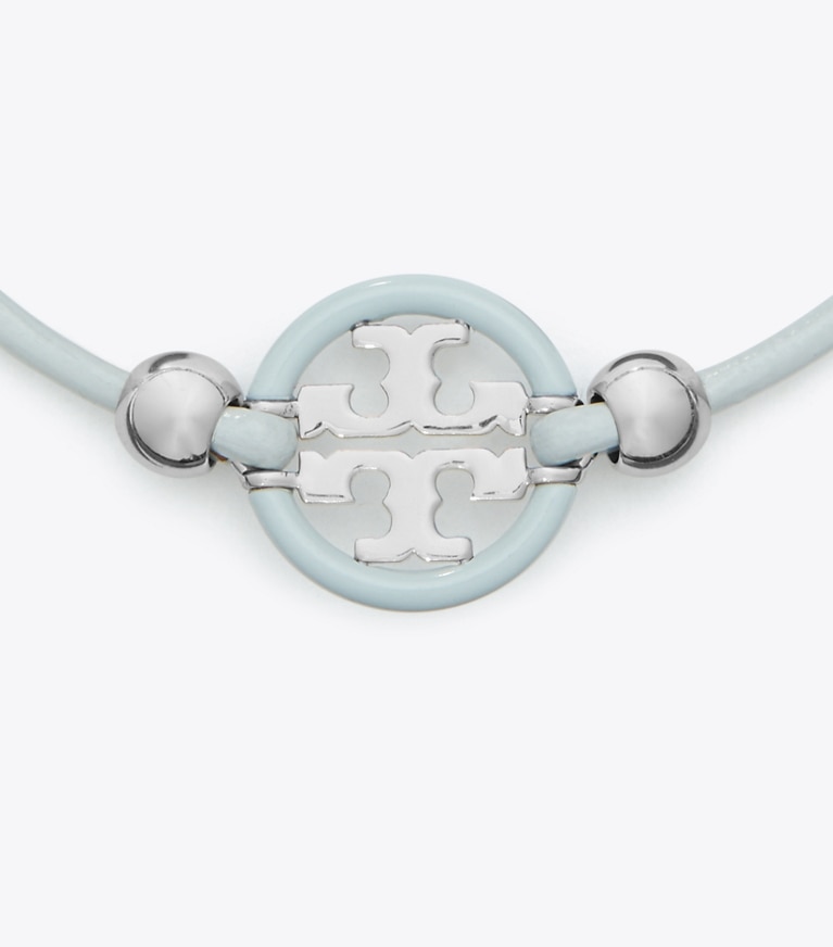 Tory Burch designer bracelets Icon Slider Bracelet in Tory Silver / Light Blue front