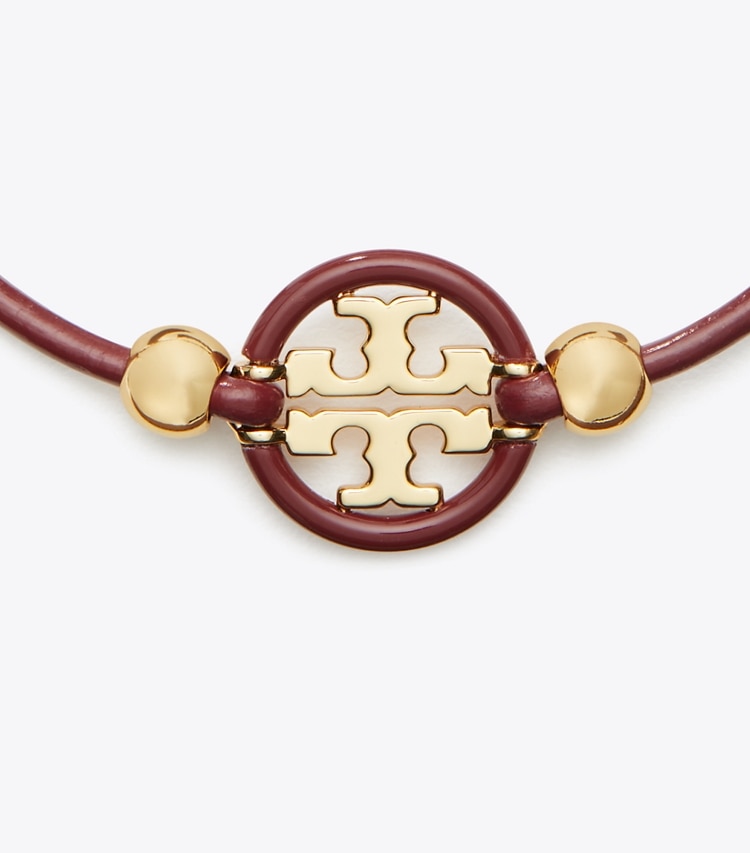 Tory Burch designer bracelets Icon Slider Bracelet in Tory Gold / Burgundy detail