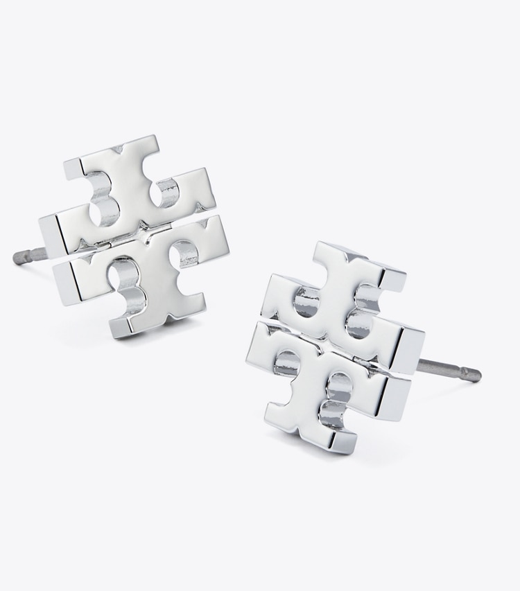 Tory Burch designer earrings Icon Stud Earrings in Tory Silver detail