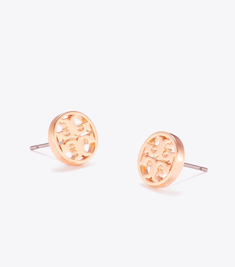 Tory Burch designer earrings Icon Stud Earrings in Rose Gold detail