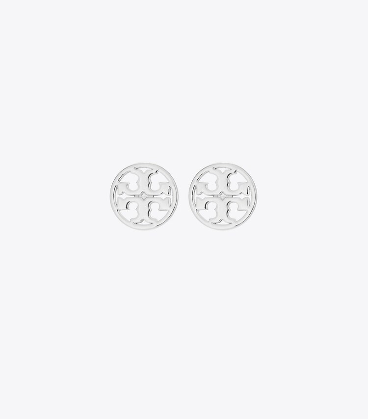 Tory Burch designer イヤリング＆ピアス ミラー スタッズ ピアス in Tory Silver front