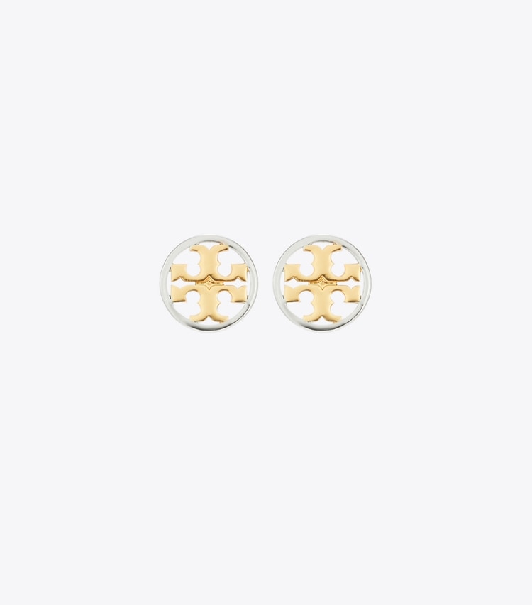 Tory Burch designer earrings Icon Stud Earrings in Tory Gold/Tory Silver front