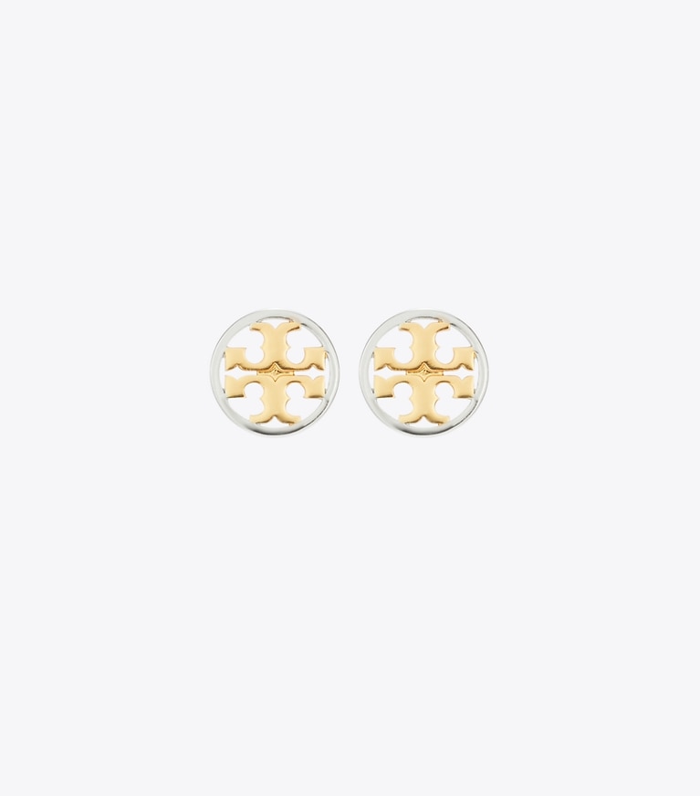 Tory Burch designer earrings Icon Stud Earrings in Tory Gold/Tory Silver front