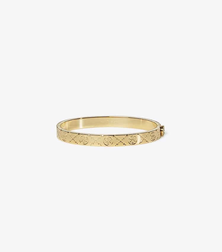 Tory Burch designer ブレスレット Tモノグラム ヒンジブレスレット in Tory Gold front