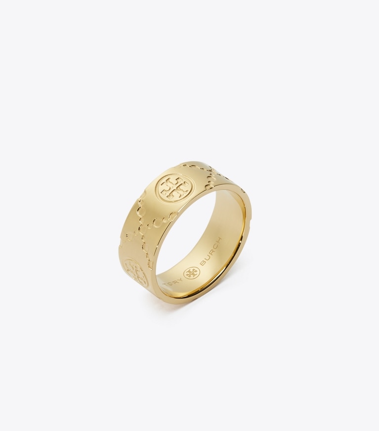 Tory Burch designer rings Icon T Monogram Ring in Tory Gold angle
