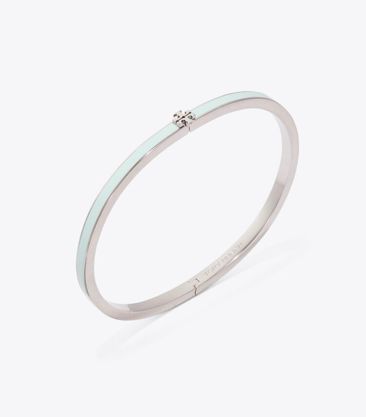 Tory Burch designer ブレスレット アイコン エナメル スリムブレスレット in Tory Silver / Light Green ディテール
