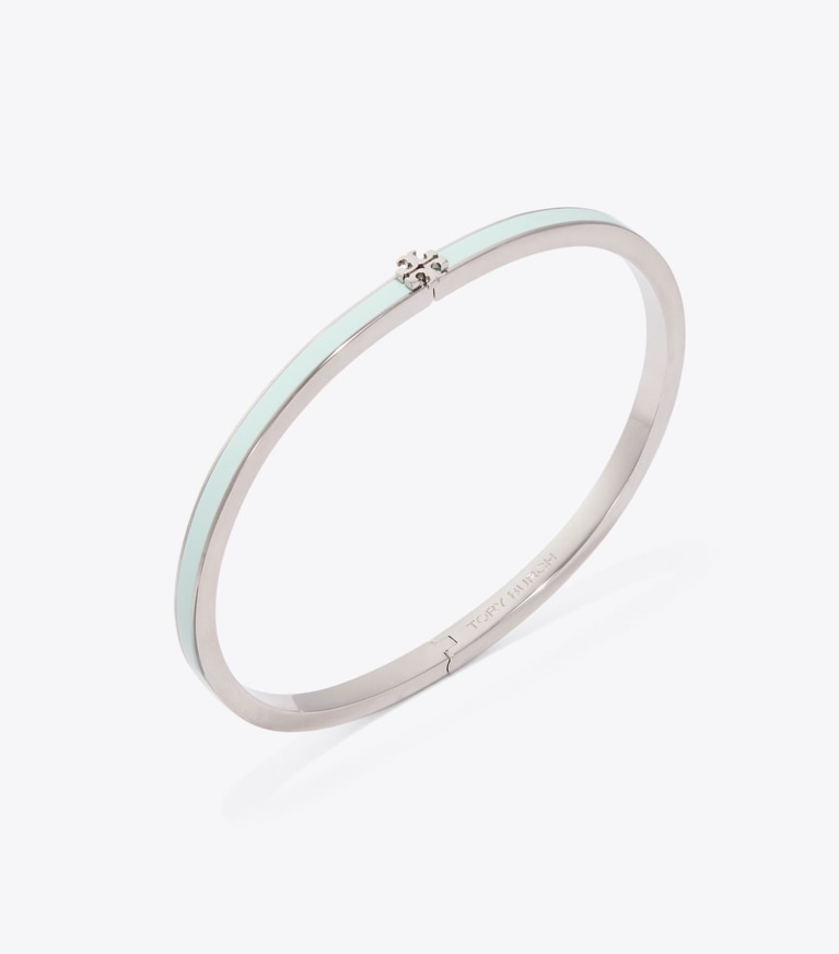 Tory Burch designer ブレスレット アイコン エナメル スリムブレスレット in Tory Silver / Light Green ディテール