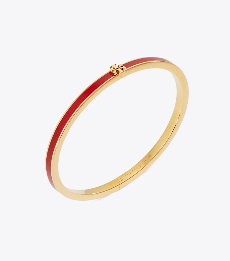 Tory Burch designer bracelets Icon Thin Enamel Bracelet in Tory Gold / Red detail