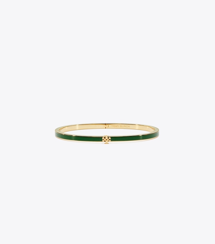 Tory Burch designer bracelets Icon Thin Enamel Bracelet in Tory Gold / Dark Kale front