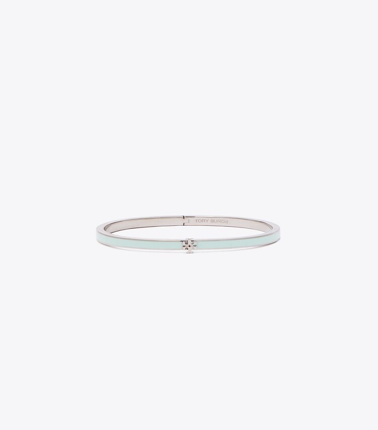 Tory Burch designer ブレスレット アイコン エナメル スリムブレスレット in Tory Silver / Light Green front