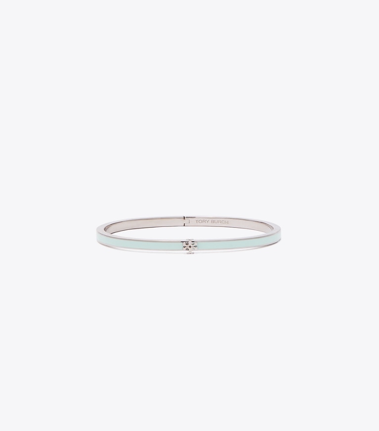 Tory Burch designer ブレスレット アイコン エナメル スリムブレスレット in Tory Silver / Light Green front
