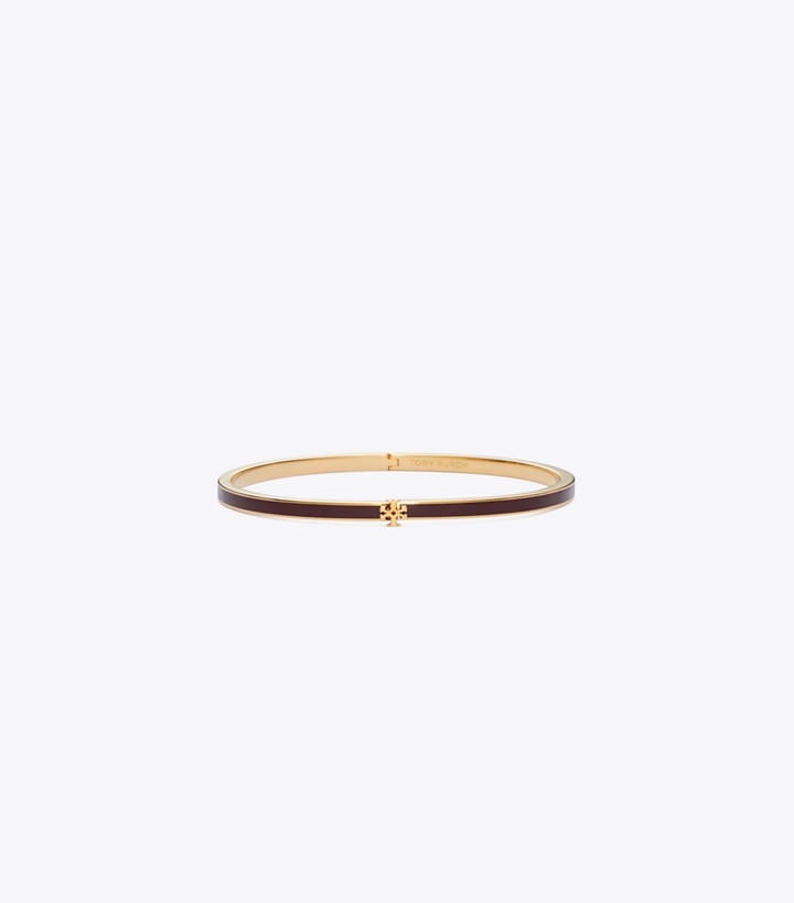 Tory Burch designer bracelets Icon Thin Enamel Bracelet in Tory Gold / Burgundy front
