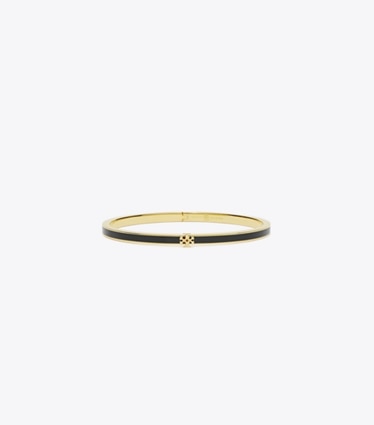 Tory Burch designer bracelets Icon Thin Enamel Bracelet in Tory Gold / Black front