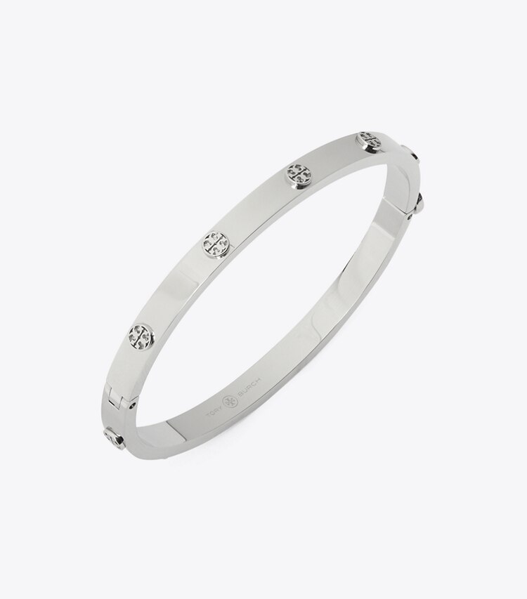 Tory Burch designer ブレスレット ミラー スタッズ ヒンジ ブレスレット in Tory Silver ディテール
