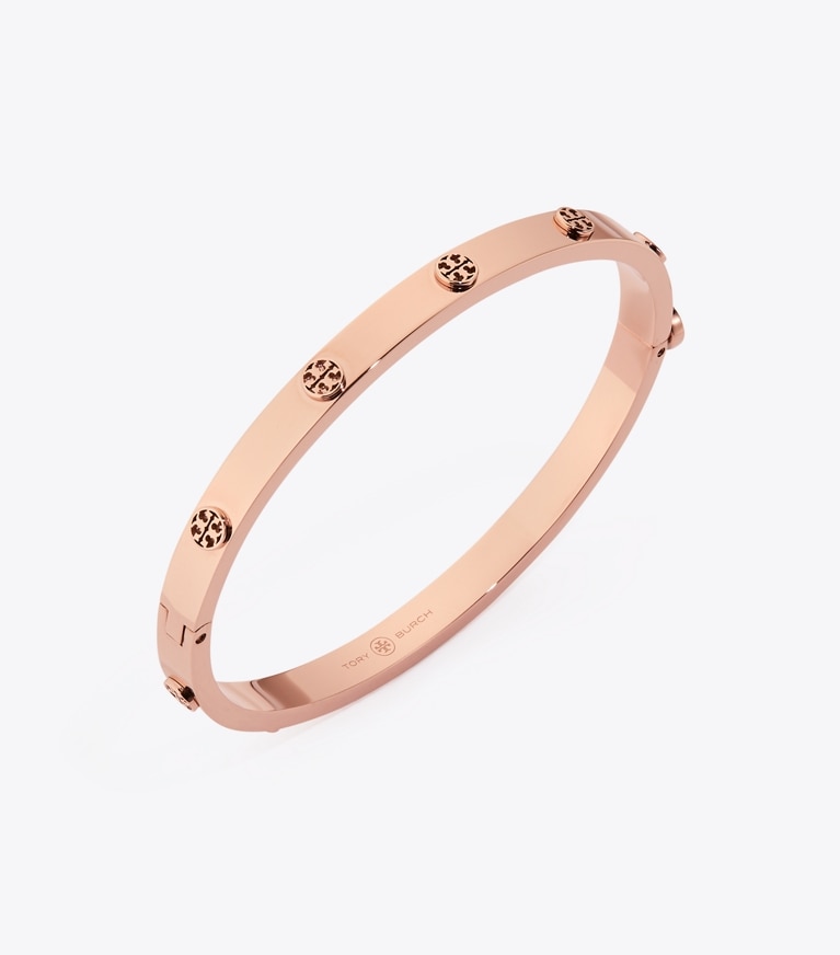 Tory Burch designer bracelets Icon Thin Hinge Bracelet in Rose Gold front