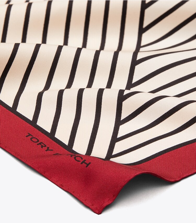 Tory Burch designer scarves Illusion Stripe Silk Neckerchief in Illusion Stripe Cream detail