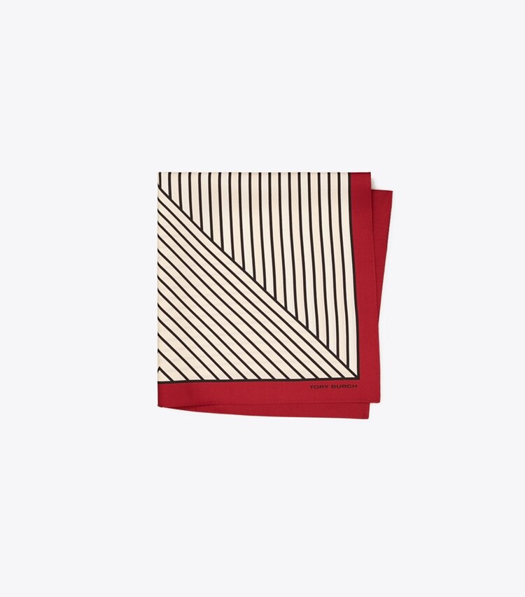 Tory Burch designer scarves Illusion Stripe Silk Neckerchief in Illusion Stripe Cream folded