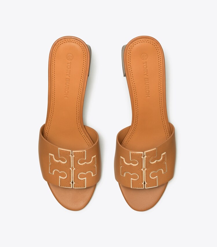 Tory Burch designer sandals Ines 55mm Slide - C in Tan/Spark Gold overhead