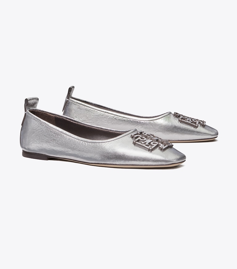 Tory Burch designer flats Ines Ballet in Silver angle