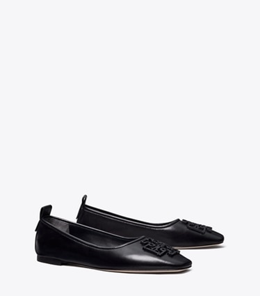 Tory Burch designer flats Ines Ballet in PERFECT BLACK angle