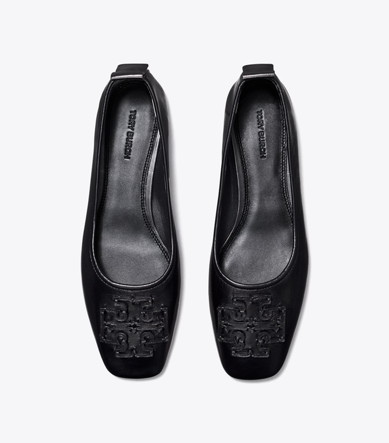 Tory Burch designer flats Ines Ballet in PERFECT BLACK overhead