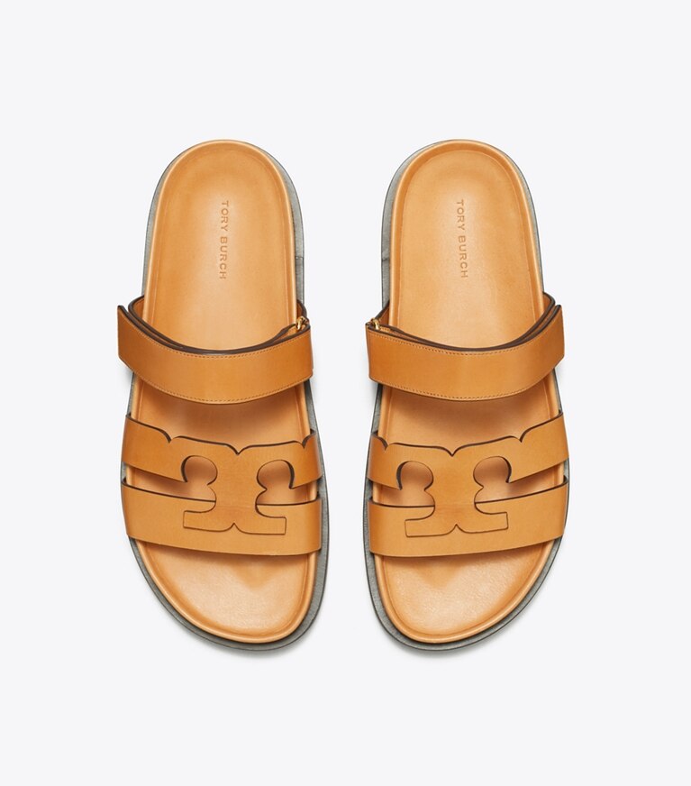 Tory Burch designer sandales Ines Claquettes dans CAMELLO vue du dessus