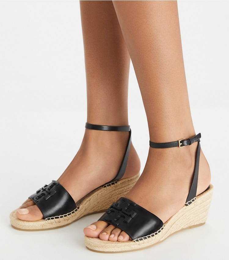 Tory Burch designer espadrilles Ines Espadrille Wedge in PERFECT BLACK accessory on model