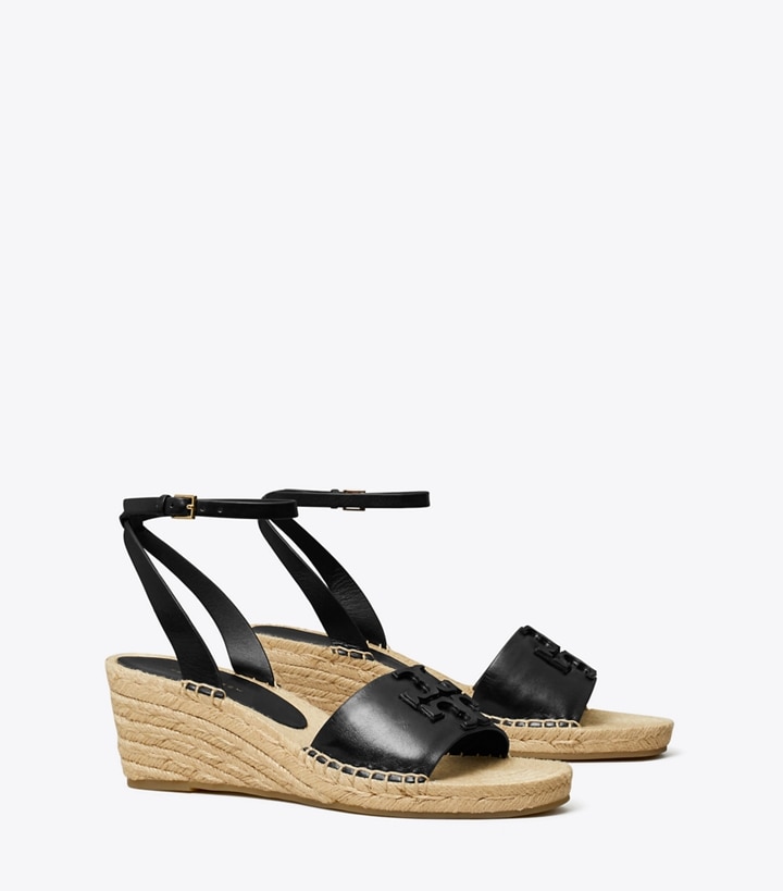 Tory Burch designer espadrilles Ines Espadrille Wedge in PERFECT BLACK angle