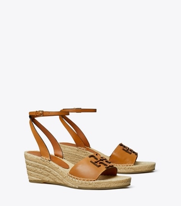 Tory Burch designer espadrilles Ines Espadrille Wedge in TAN angle