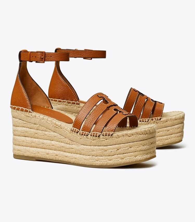 Tory Burch designer エスパドリーユ イネス マルチストラップ エスパドリーユ ウェッジサンダル in BOURBON angle