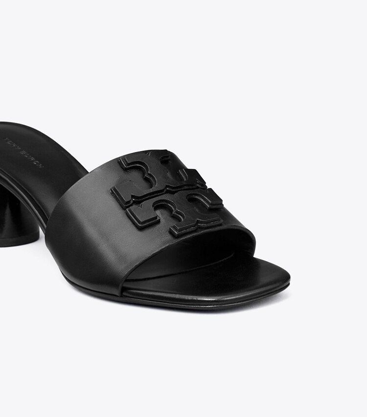 Tory Burch designer sandals Ines Heeled Mule, Wide in PERFECT BLACK detail