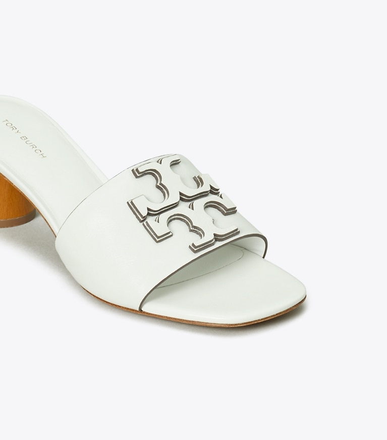 Tory Burch designer sandals Ines Heeled Mule, Wide in GARDENIA angle