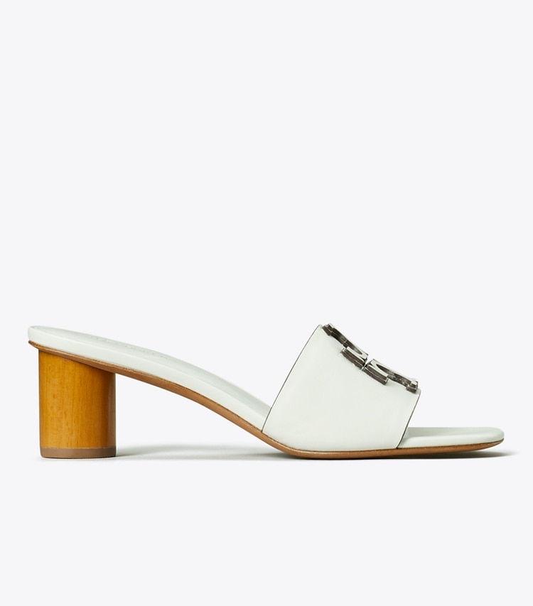 Tory Burch designer sandals Ines Heeled Mule, Wide in GARDENIA side